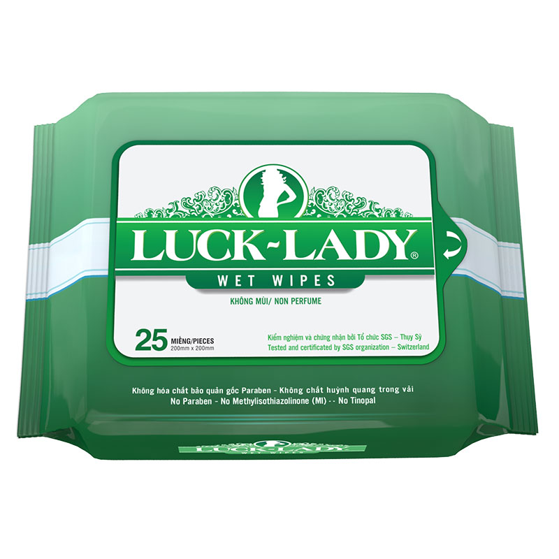  Khăn ướt Luck Lady ko mùi/ hương tự nhiên 25 tờ 