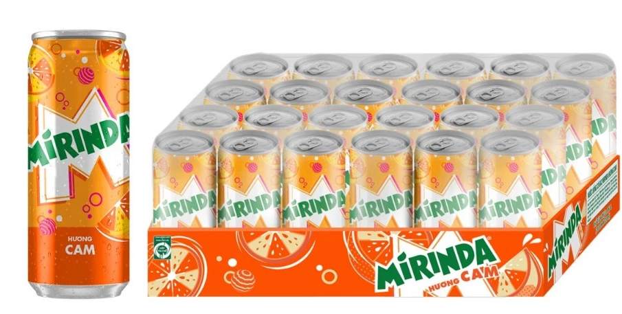  Nước Ngọt Giải Khát Có Gaz Mirinda Cam 320ml/lon 