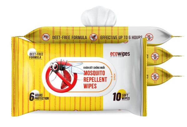  Khăn giấy ướt chống muỗi Ecowipes – Mosquito Repellent Wipes 10 tờ/gói 