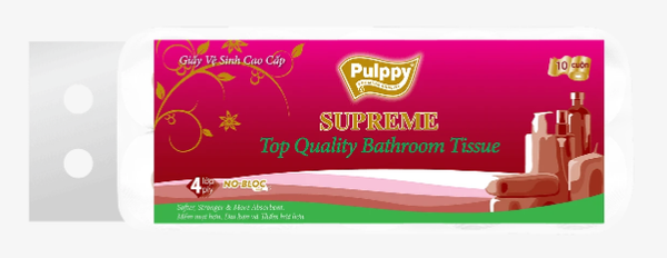  Giấy Lụa Cuộn Pulppy Supreme 4 lớp 10 cuộn 