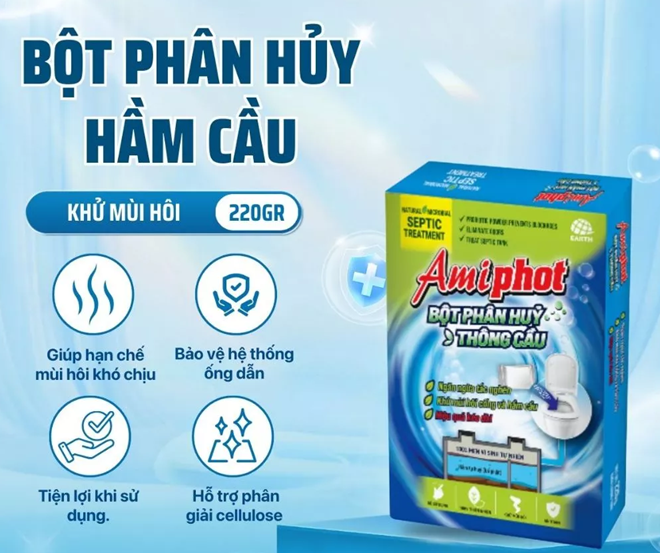 Bột Phân Hủy Thông Cầu Hỗ Trợ Tắc Nghẽn, Khử Mùi Hôi, Hộp 220g 