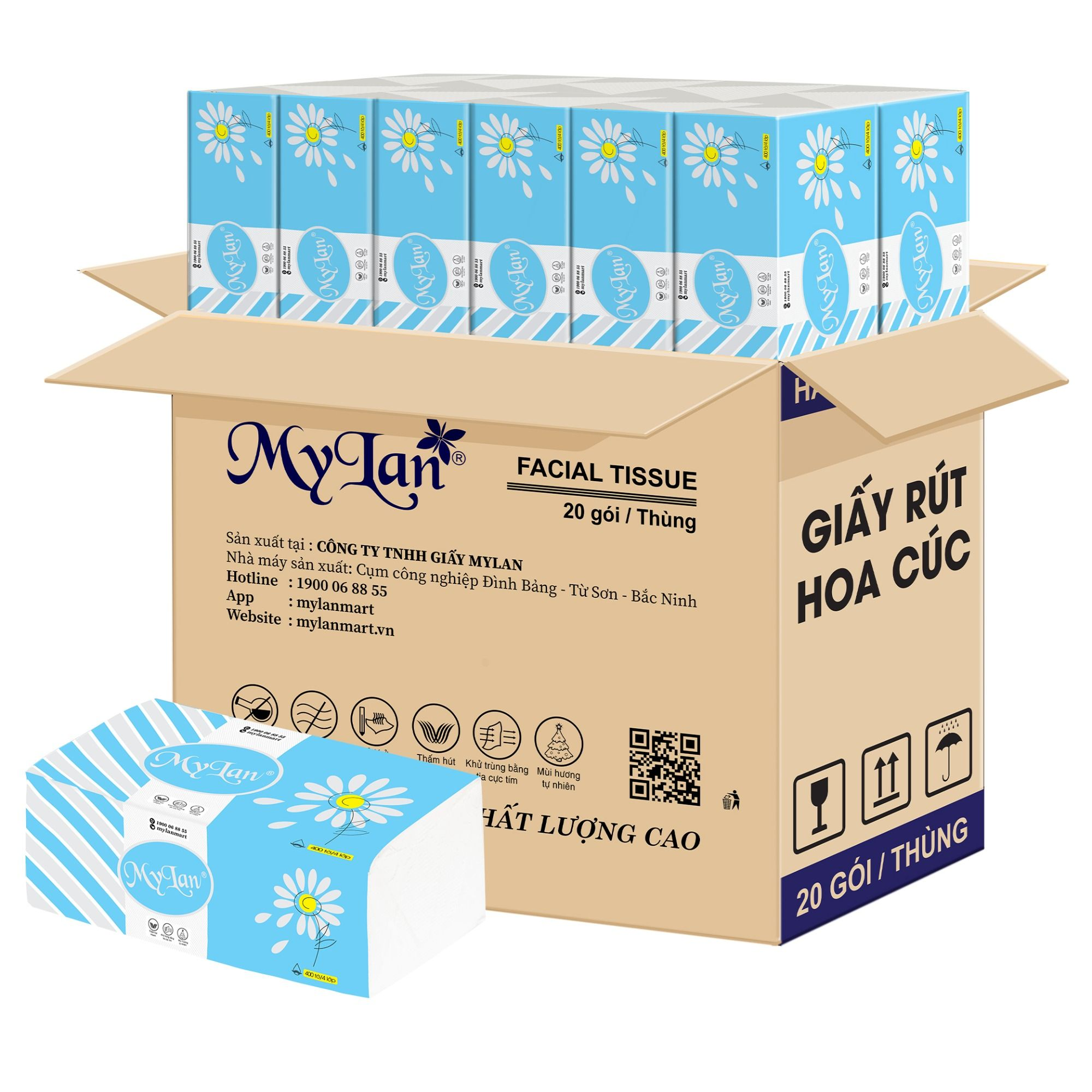  Khăn Giấy Rút 4 Lớp MyLan Hoa Cúc Cao Cấp 100 Tờ/Gói 