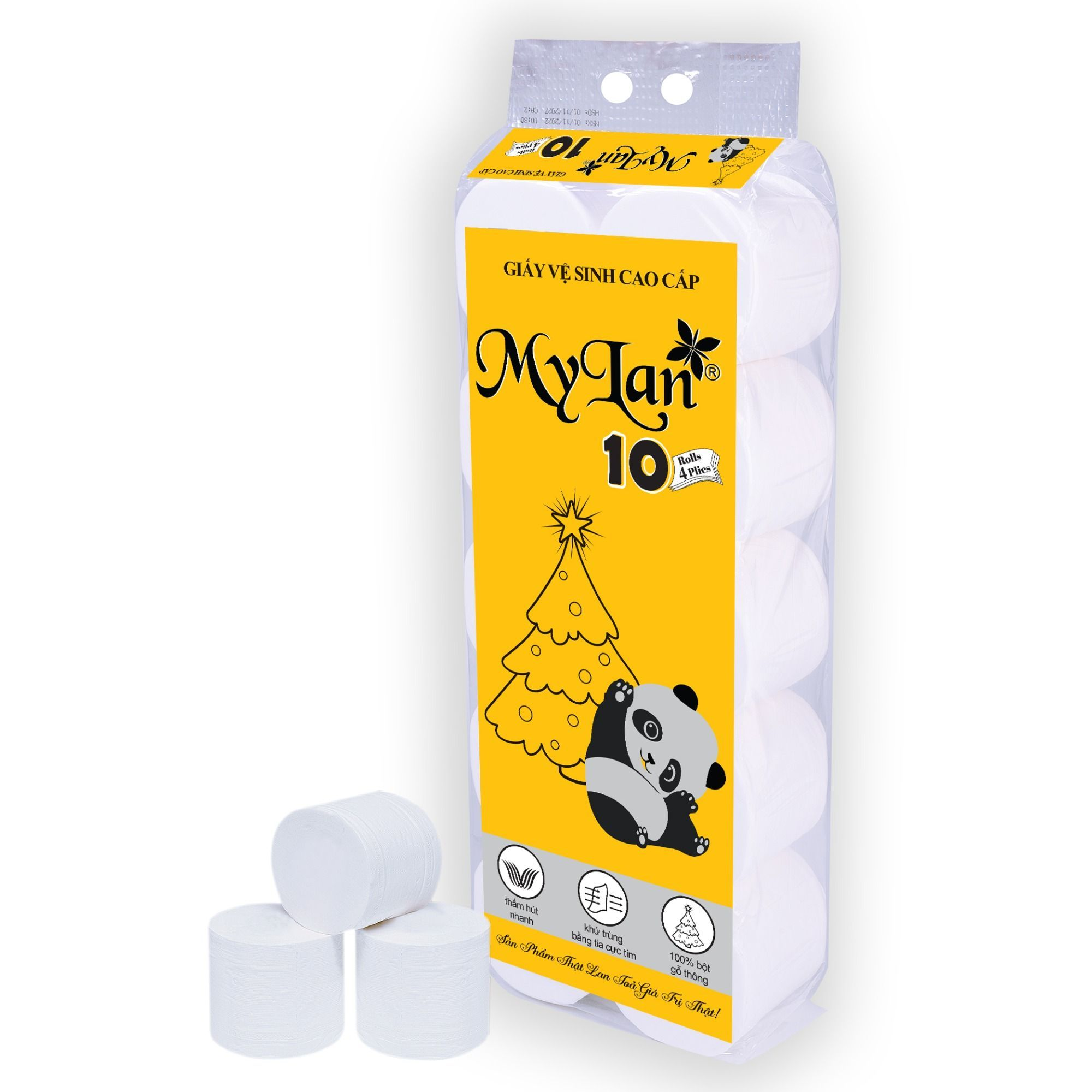  Giấy vệ sinh gấu trúc 10 cuộn không lõi 1.3 