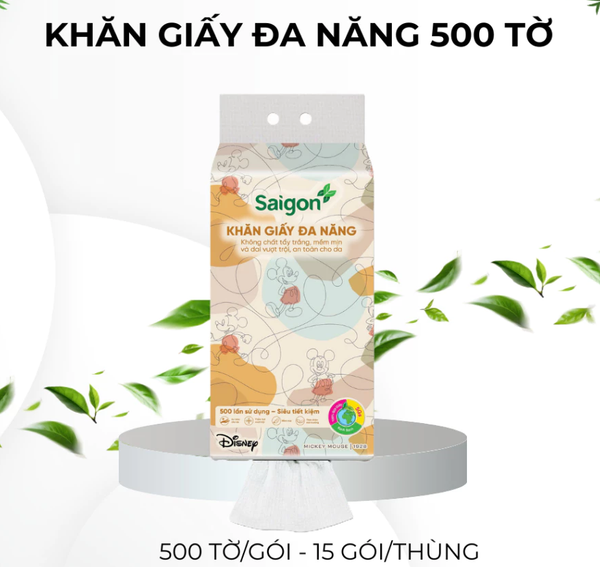  Khăn giấy rút Đa Năng Saigon 500 tờ - 2 lớp 