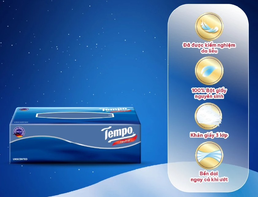  Khăn Giấy Rút Cao Cấp Tempo - 3 Lớp Bền Dai, không kích ứng da - Thương hiệu Đức - An Toàn Cho Da 