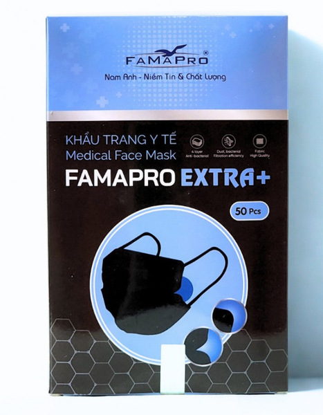  Khẩu trang y tế Extra Plus Famapro 4 lớp 50 cái/ hộp 