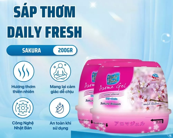  Sáp Thơm Daily Fresh Aroma Khử Mùi Không Gian, Tỏa Hương Dịu Nhẹ 200g 