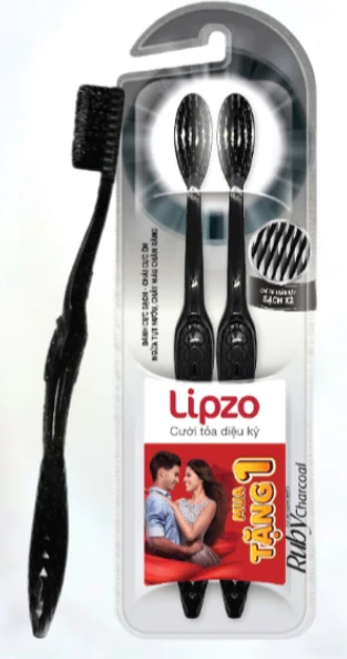  Bộ Đôi Bàn Chải Lipzo Ruby Charcoal Lông Siêu Mềm, Than Hoạt Tính, Răng Nhạy Cảm 