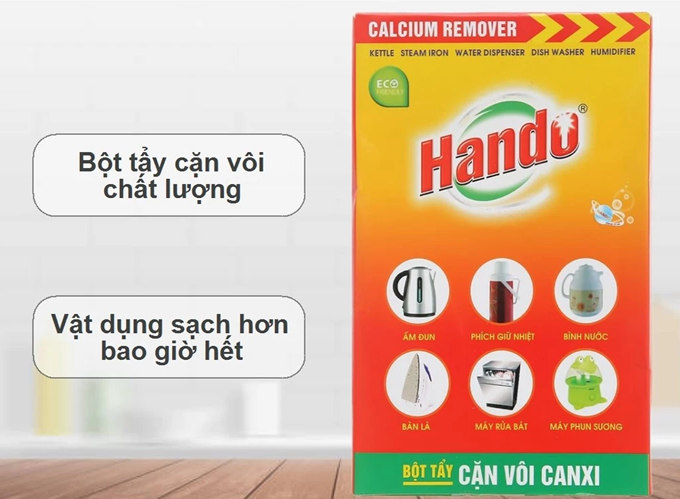  Hộp bột tẩy cặn vôi canxi ấm nước bình nước Hando 100g (Hộp 2 gói x 50g) 