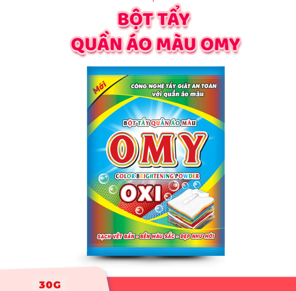  Bột Tẩy Quần Áo Màu OMY Giữ Màu Áo Và Tẩy An Toàn Gói 30Gx12 