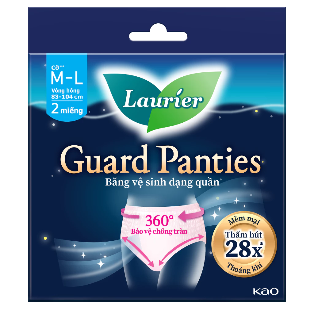  Băng Vệ Sinh Quần Laurier Guard Panties Size M-L Gói 2 Miếng 