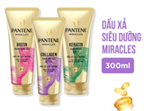  Dầu Xả Siêu Dưỡng PANTENE Miracles Ngăn Rụng Tóc Biotin/ Phục Hồi Hư Tổn Collagen/ Suôn Mượt Óng Ả Keratin - Tuýp 300ml 