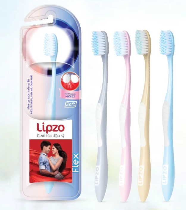  Bàn Chải Đánh Răng Lipzo Flex Khay Màu Pastel Công Nghệ Lông Bàn Chải Lõi Kép Chỉ Tơ Nha Khoa Siêu Linh Hoạt 