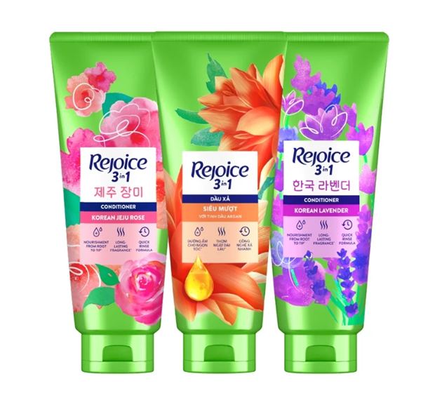  Kem Xả Tóc REJOICE 3 Trong 1 Với Dưỡng Chất Từ Tinh Dầu Argan Siêu Mềm Mượt /Hoa Hồng JeJu/ Lavender 300 ml 
