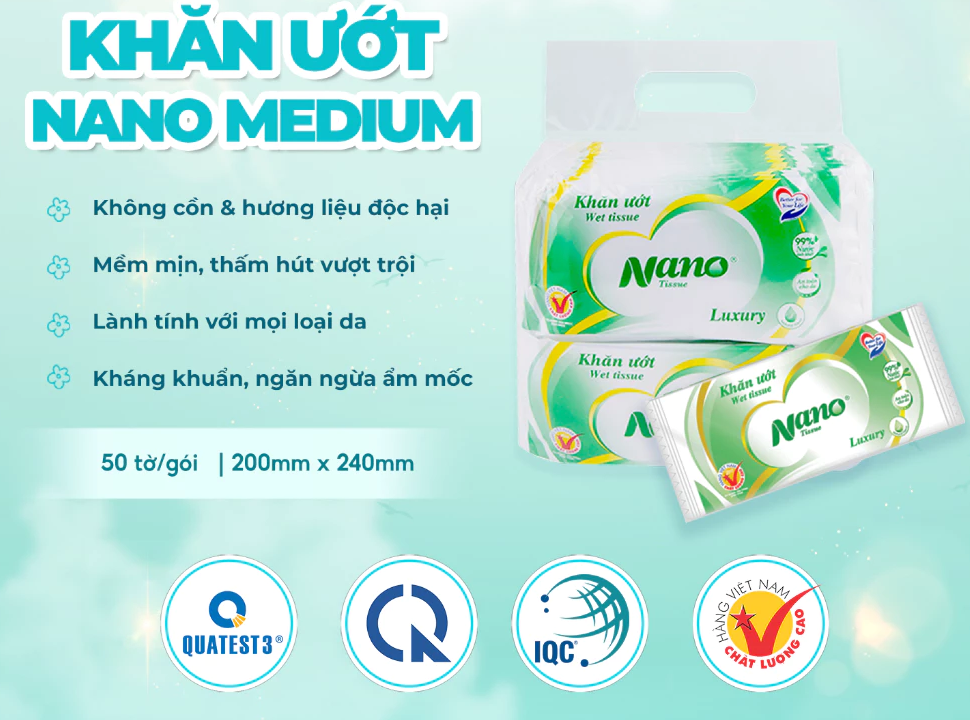  Khăn Lạnh 1 Tờ Nano Medium Dùng Một Lần Mùi Thơm Dịu Cho Nhà Hàng Khách Sạn 