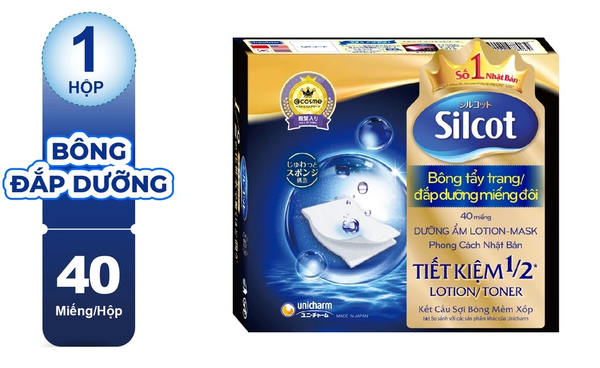  Bông tẩy trang Silcot đắp dưỡng miếng đôi 40 miếng/hộp 