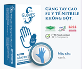  Găng tay y tế không bột MÀU XANH Sgloves NITRILE 3.5g 100 chiếc/hộp 