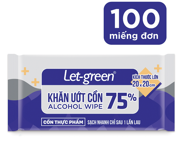  Khăn ướt cồn 75% 1 miếng đơn 15x20cm 