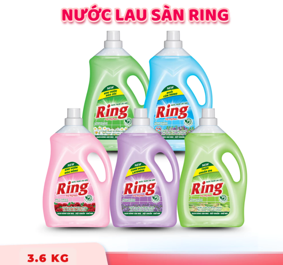  Nước Lau Sàn Chiết Tinh Dầu Thiên Nhiên Ring Ngăn Côn Trùng Hiệu Quả, Sạch Bóng, Sảng Khoái Bình 3.6Kg 