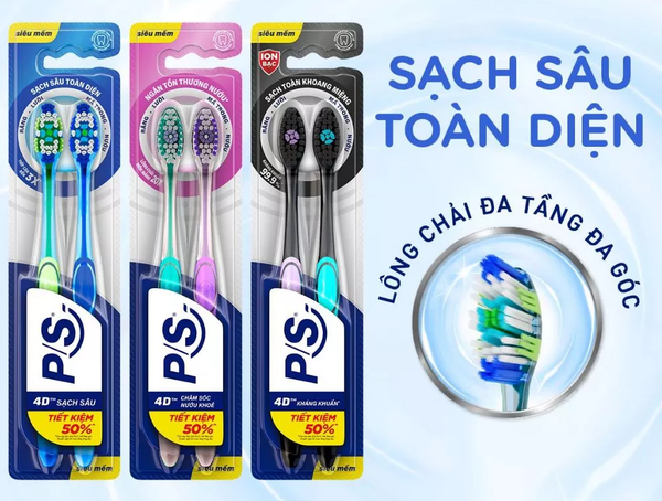  Bộ 2 bàn chải đánh răng P/S 4D 