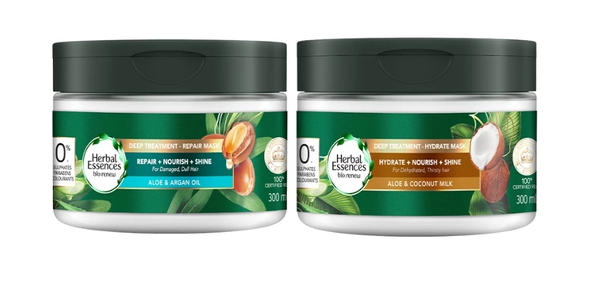  Kem Ủ HERBAL ESSENCES Tinh Chất Thực Vật Từ Lô Hội, Sữa Dừa Và Dầu Argan Cho Tóc Bóng Mượt/ Phục Hồi Hư Tổn 400ml 