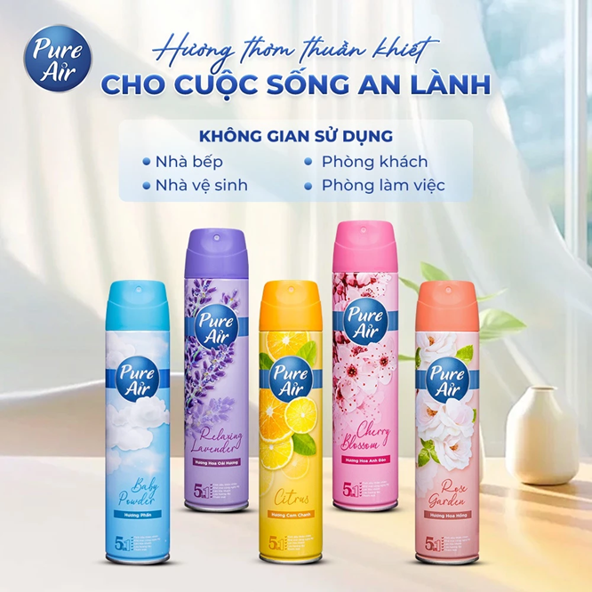  Xịt Phòng Hương Nước Hoa PURE AIR Hương Thơm Tự Nhiên Dễ Chịu 280ml 
