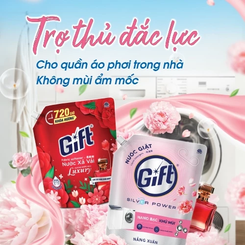  Nước Giặt Gift Kháng Khuẩn, Khử Mùi Hiệu Quả, Lưu Hương Bền Lâu 1.2kg/ 3.6kg 
