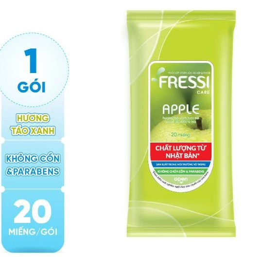  Khăn ướt chăm sóc gia đình Fressi Care Apple gói 20 miếng/gói 
