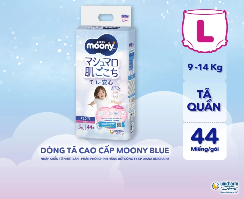  Tã quần cao cấp Moony Bé Gái L44/XL38/XXL26 - Nhập khẩu Nhật Bản 