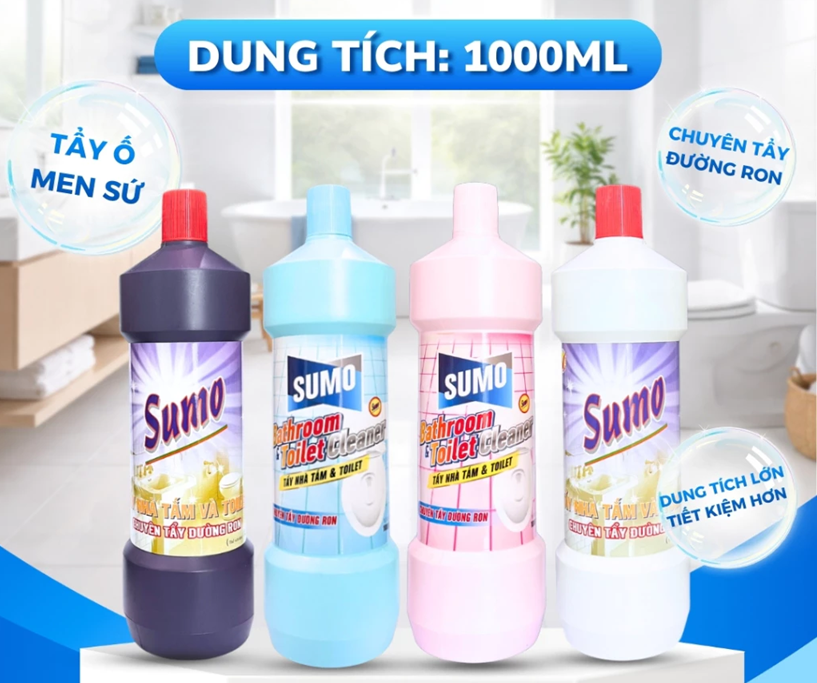  Nước Tẩy Nhà Tắm Và Toilet Sumo 1000ml - Trắng Tẩy Đồ Dùng Bằng Sứ Tẩy Bồn Sứ 