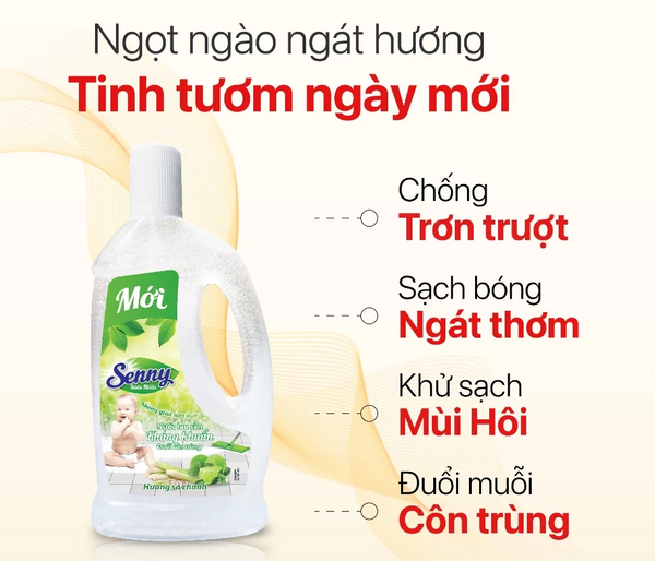  Nước Lau Sàn SENNY Hương Sả Chanh Đuổi Muỗi Khử Mùi Chống Trơn Trượt Sạch Bóng Sau 1 Lần Lau 980g 