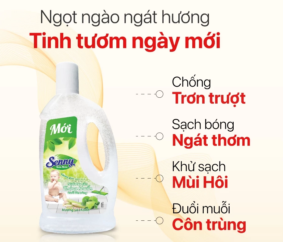  Nước Lau Sàn SENNY Hương Sả Chanh Đuổi Muỗi Khử Mùi Chống Trơn Trượt Sạch Bóng Sau 1 Lần Lau 980g 
