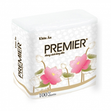  Khăn giấy ăn Premier 1 lớp - 100% bột giấy nguyên sinh, không chất tẩy, 100 tờ/gói 