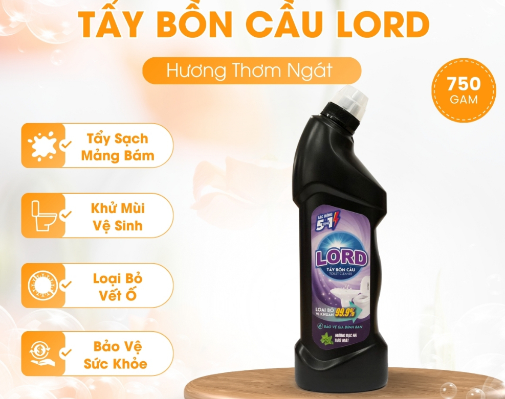  Tẩy Bồn Cầu LORD Hương Thơm Ngát Làm Sạch Nhà Vệ Sinh Bảo Vệ Sức Khỏe 750g 