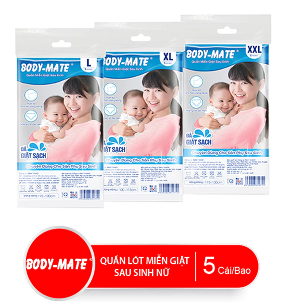 Quần Lót Miễn Giặt Sau Sinh Body-Mate Nữ, 5 Cái/Bao 