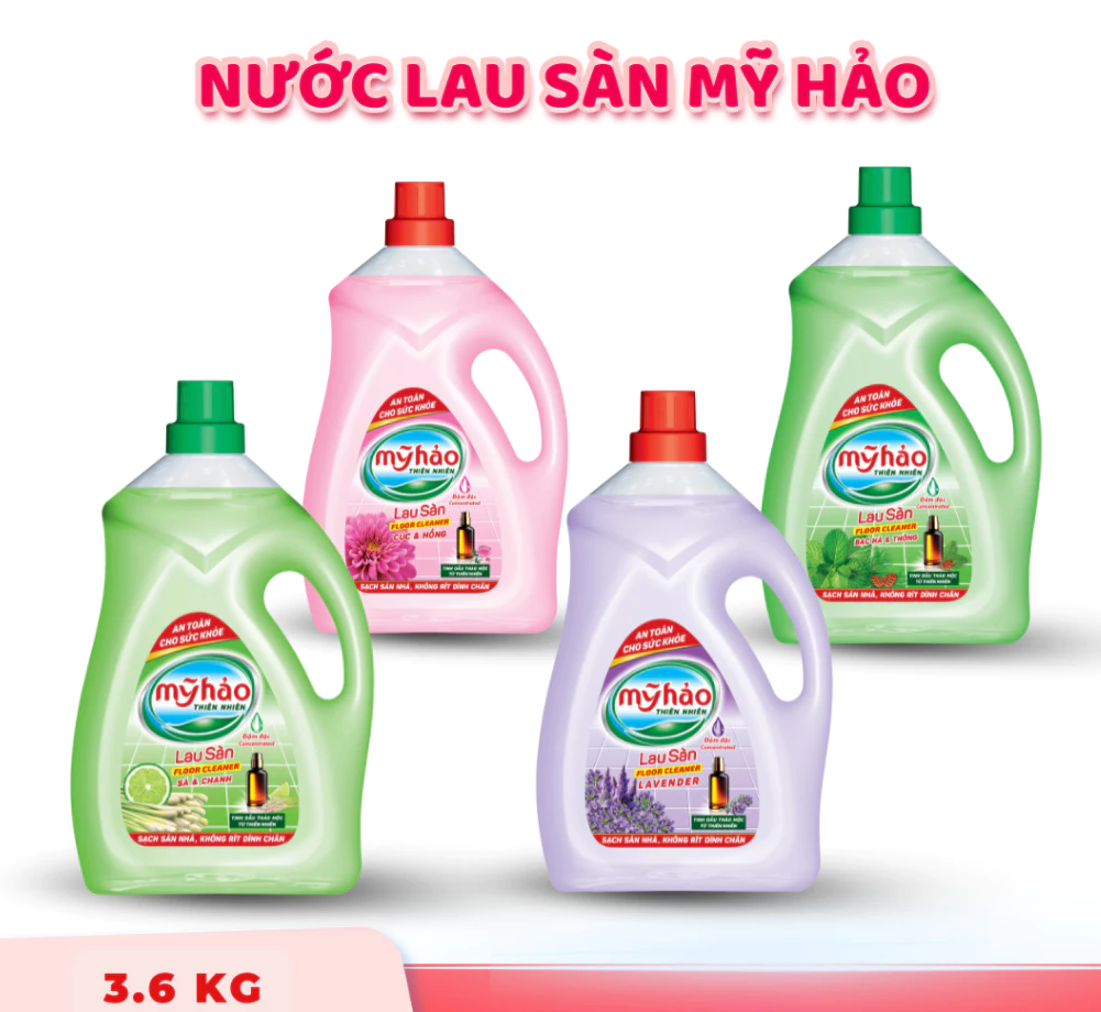  Nước Lau Sàn Thiên Nhiên An Toàn Mỹ Hảo Sạch Bóng Thơm Mát Bình 3.6 KG 