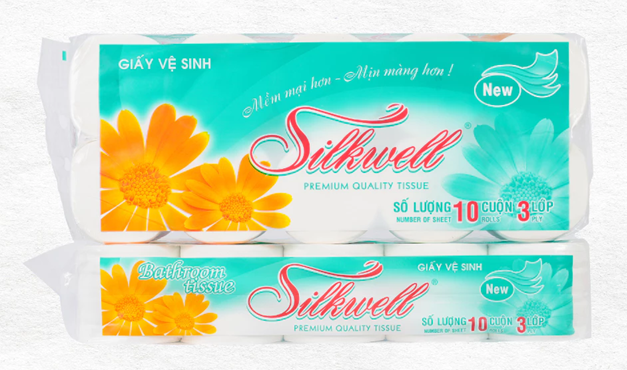  Giấy vệ sinh Silkwell xanh ngọc 10 cuộn 3 lớp không lõi giấy vệ sinh siêu mềm mịn không tẩy trắng hàng chính hãng 