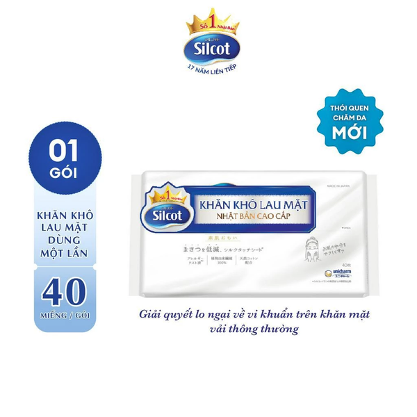  Khăn khô lau mặt Silcot 40 miếng 