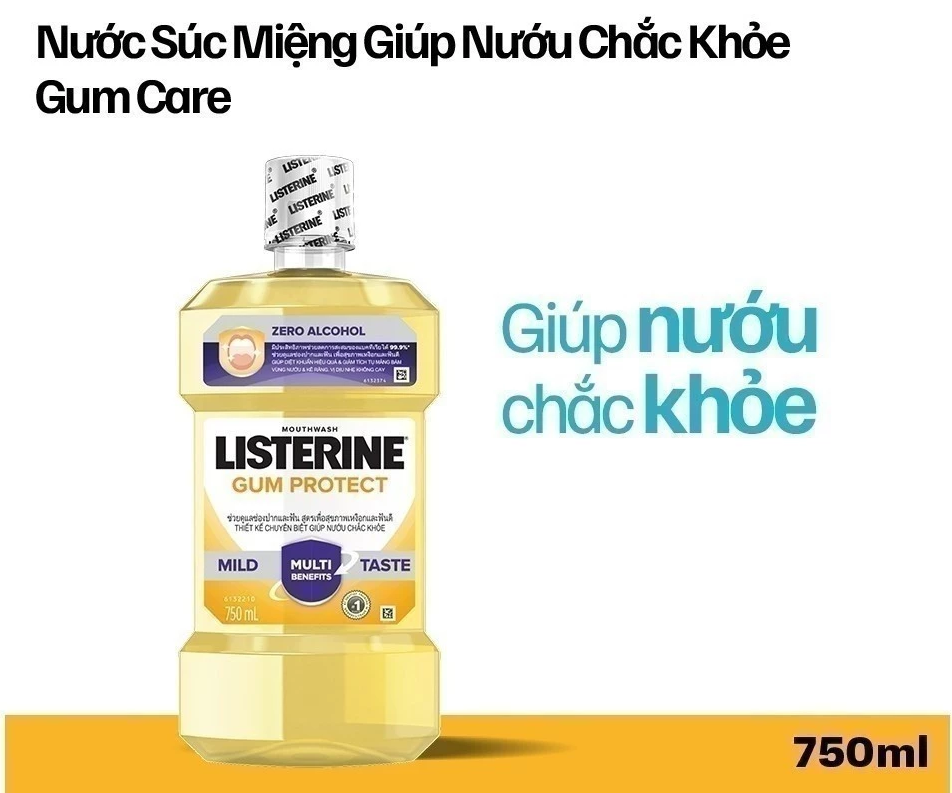  Nước Súc Miệng Listerine Gum Protect Zero Alcohol Giúp Nướu Chắc Khỏe 750ml 