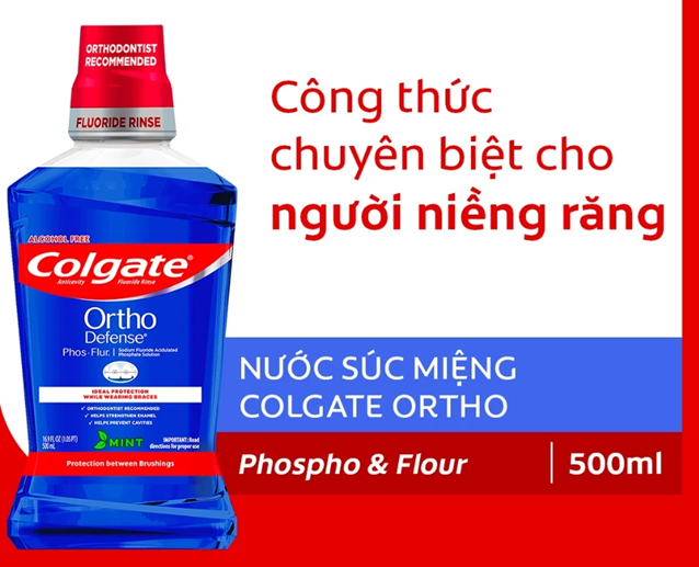  Nước súc miệng Colgate Ortho với công thức chuyên biệt cho người niềng răng 500ml 