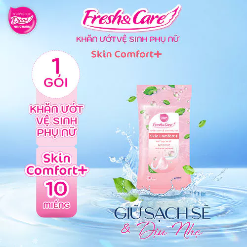  Khăn Ướt Fresh & Care Vệ Sinh Phụ Nữ Skin Comfort+/ Cool Fresh+ 10 miếng/gói 