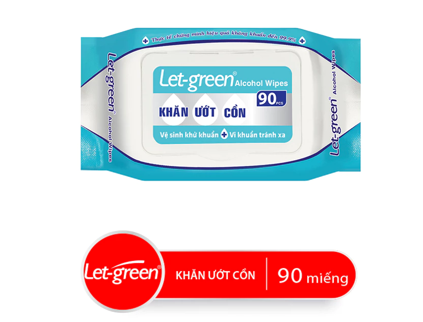  Khăn Ướt Cồn LET-GREEN 90 Miếng/Bao 