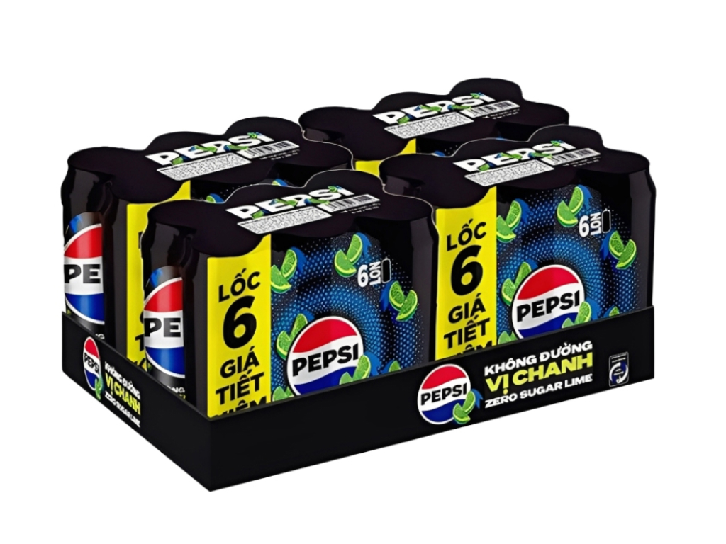  Nước Uống Có Gaz Pepsi Vị Chanh Không Calo, Không Đường 320ml/lon 