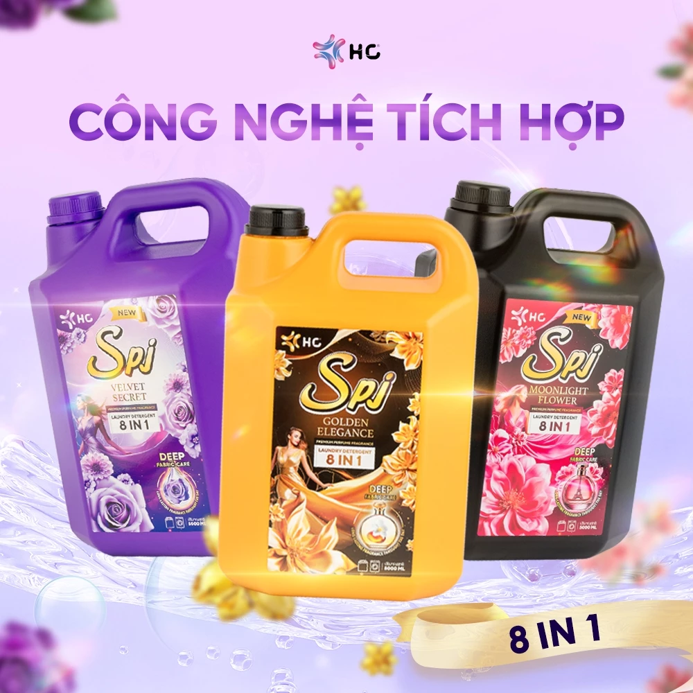  Nước Giặt Xả HC SPJ – Bản 8 IN 1 Cải Tiến, Nhiều Mùi Hương, Làm Sạch Vết Bẩn, Mềm Vải 