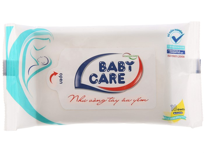  Khăn ướt em bé Baby Care không mùi gói 10 miếng 