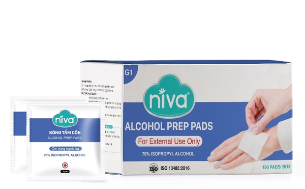  Bông Tẩm Cồn Tiệt Trùng Niva Hộp 100 Miếng Dùng Để Làm Sạch Và Khử Trùng Trước Khi Tiêm 