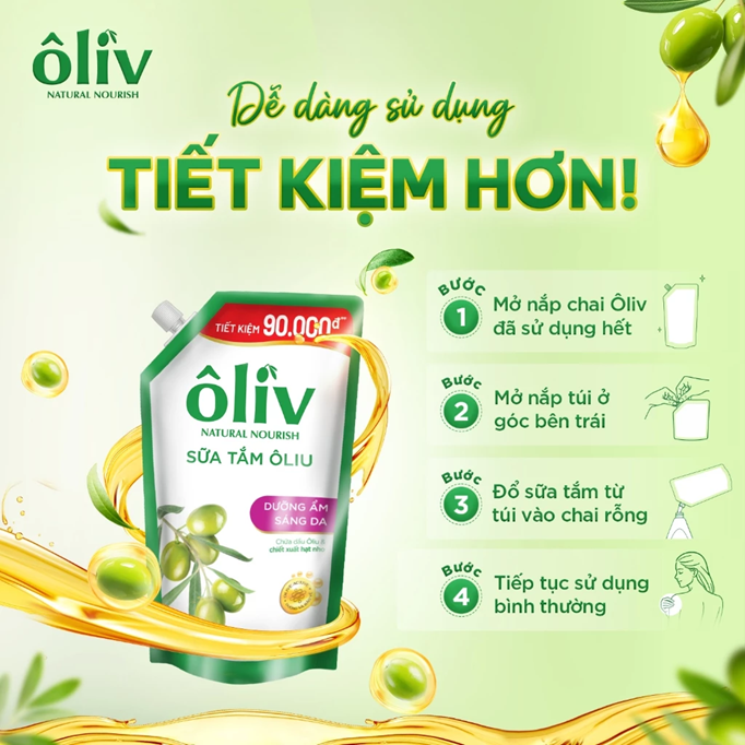  Sữa Tắm Dưỡng Da Ôliv Dưỡng Ẩm 800ml 