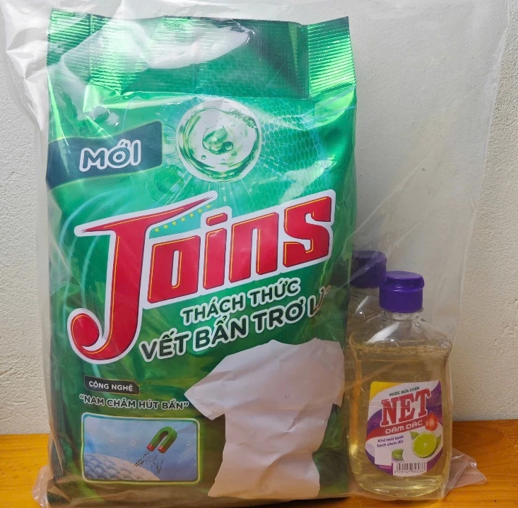  Combo JOINS Bột giặt cao cấp 2.9kg + 2 chai Nước rửa chén Net chanh tươi mát 250g 