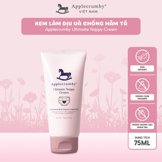  Kem làm dịu và chống hăm tã Applecrumby Ultimate Nappy Cream an toàn và dịu nhẹ cho bé 