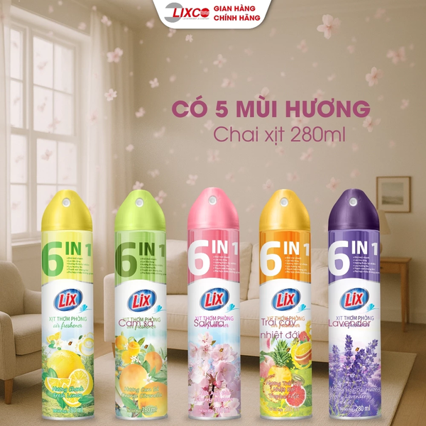 Xịt thơm phòng Lix hương thiên nhiên, phòng thơm mát tự nhiên lưu hương dài lâu chai 280ml 
